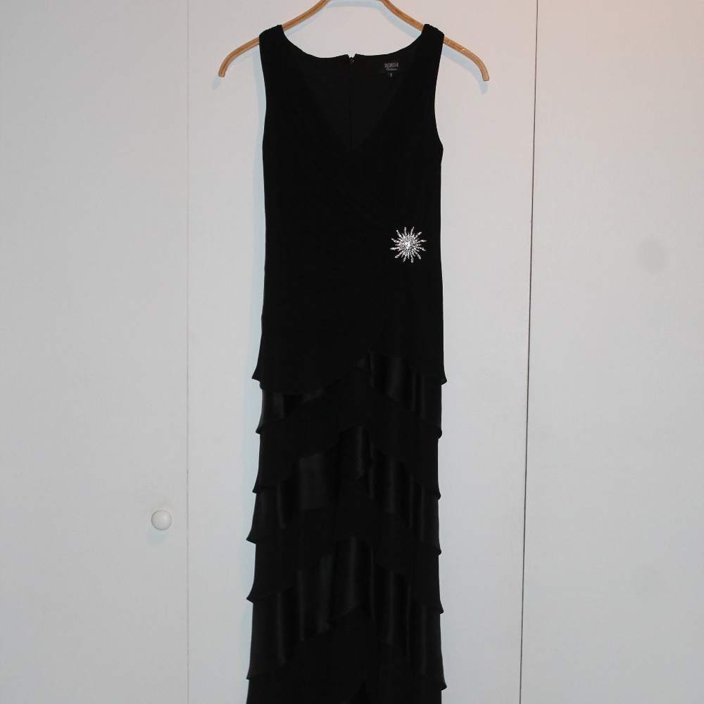 Elegant floor length formal black gown